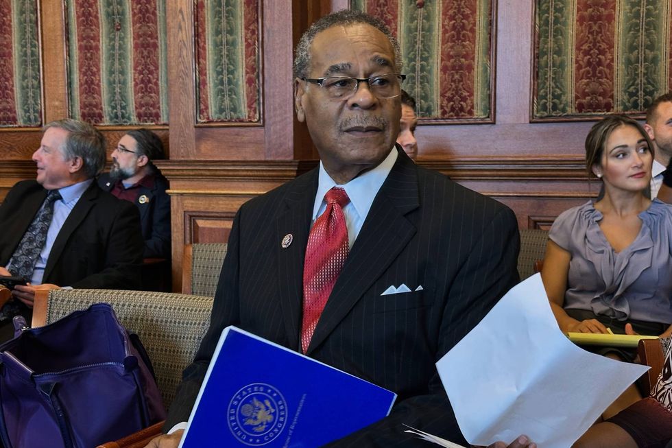 Democratic U.S. Rep. Emanuel Cleaver waits to speak against a proposed congressional redistricting plan at a state Senate committee hearing on Friday, Sept. 11, 2025 in Jefferson City, Mo.
