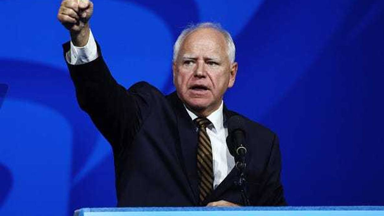Democratic vice presidential candidate Minnesota Governor Tim Walz speaks at the 46th International Convention of the American Federation of State, County and Municipal Employees (AFSCME) at the Los Angeles Convention Center on August 13, 2024 in Los Angeles, California.