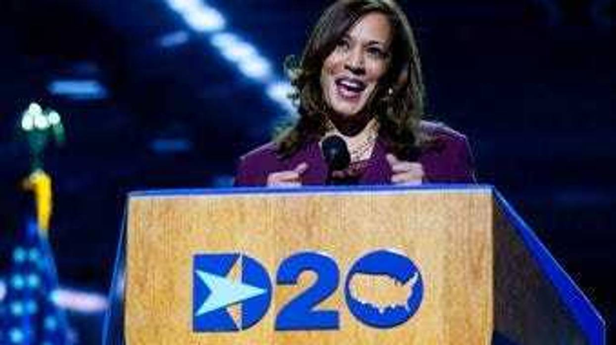 Democratic vice presidential candidate Sen. Kamala Harris, D-Calif., speaks during the third day of the Democratic National Convention, Wednesday, Aug. 19, 2020, at the Chase Center in Wilmington, Del. (AP Photo/Carolyn Kaster)