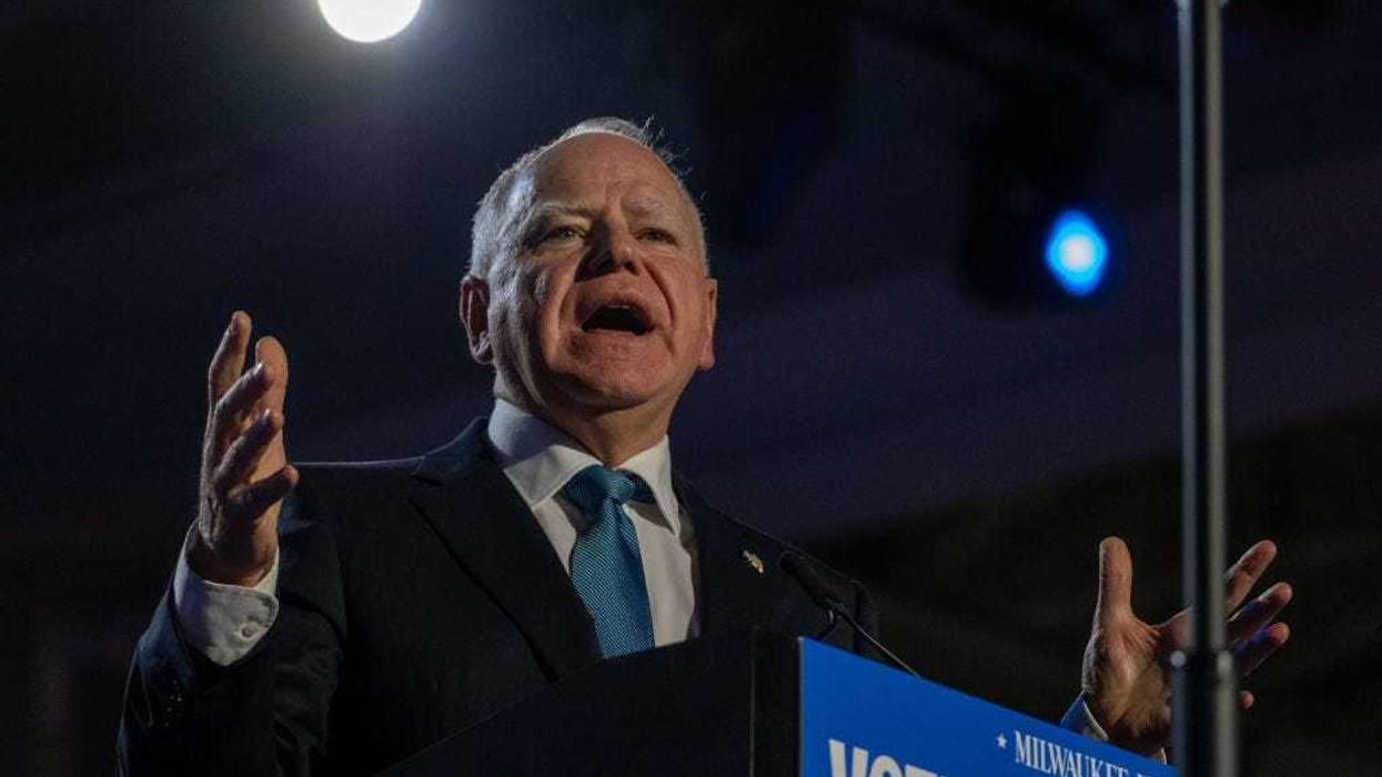 Democratic vice presidential nominee, Minnesota Gov. Tim Walz campaigns at State Fair Park on November 04, 2024 in Milwaukee, Wisconsin.