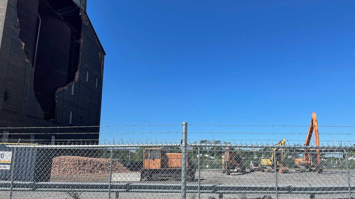 Demolition equipment at Great Northern grain elevator