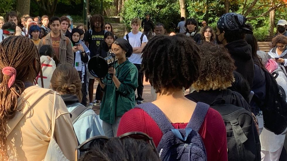 Demonstrators from Penn and Drexel