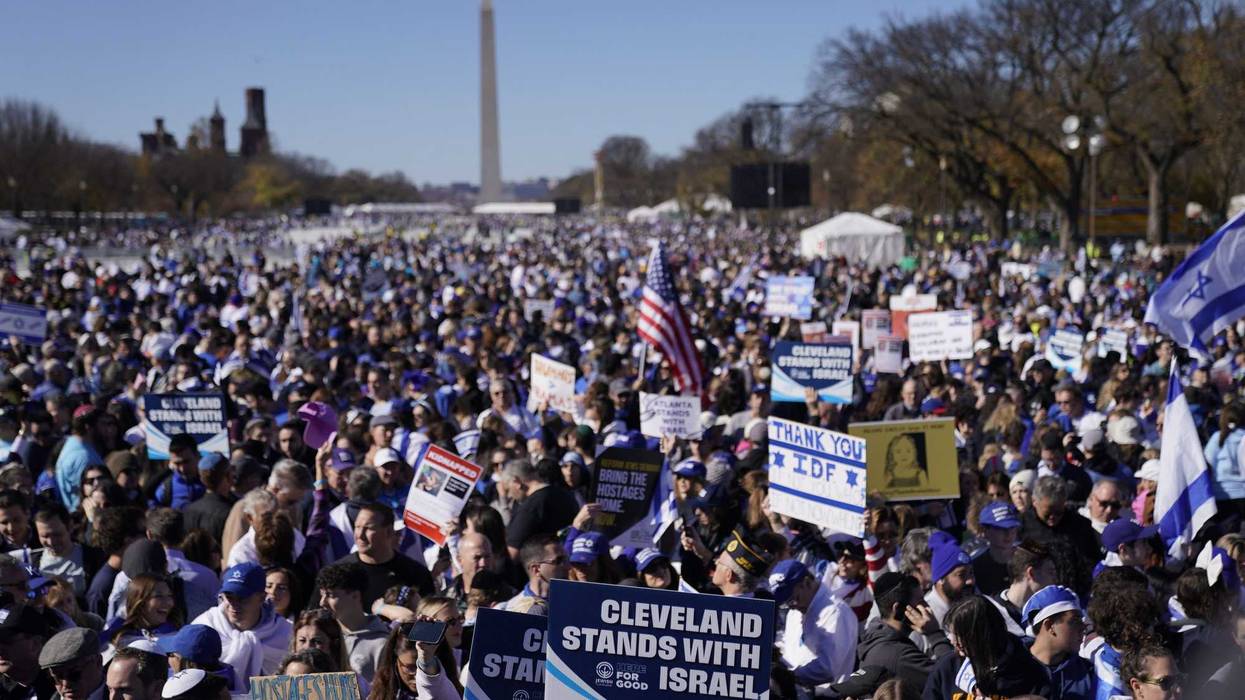 Demonstrators in support of Israel gather to denounce antisemitism and call for the release of Israeli hostages, on the National Mall in Washington, DC, on November 14, 2023.