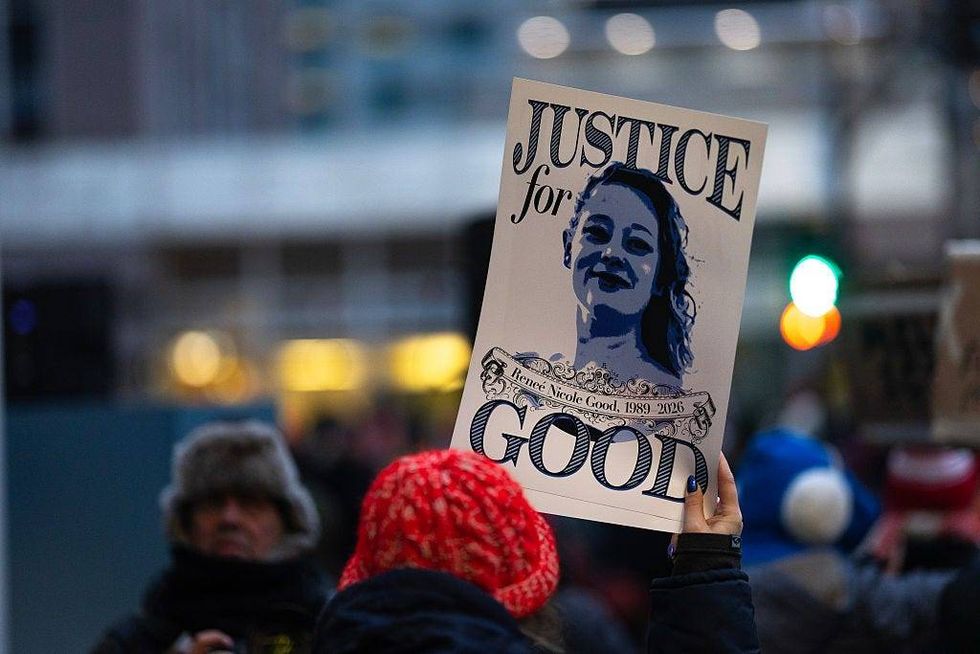 Demonstrators protest, calling for an end to ICE operations in Minnesota, outside the office of U.S. Sen. Amy Klobuchar (D-MN) on January 26, 2026 in Minneapolis, Minnesota. Protests have sprung up around the Twin Cities area following the shooting deaths of Renee Good on January 7 and Alex Pretti on January 24 by federal immigration agents.