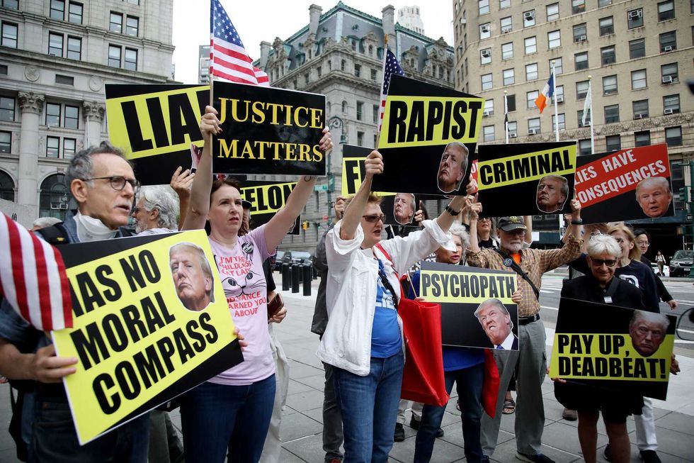 Demonstrators protest outside the Manhattan federal appeals court on September 6, 2024