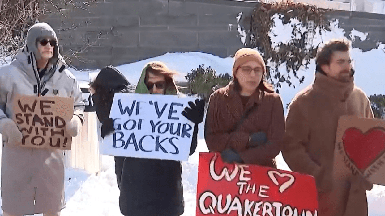Demonstrators supporting the Quakertown teens arrested on Feb. 20