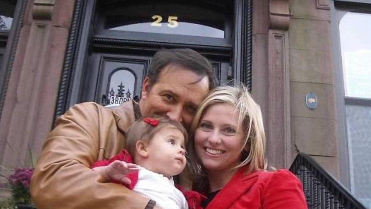 Dennis, Kara and Helena House in front of their historic brownstone at 25 Capitol Avenue in Hartford.