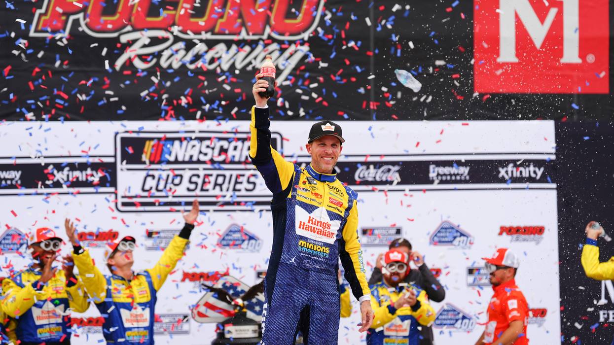 Denny Hamlin wins the NASCAR Cup race at Pocono for his third straight victory