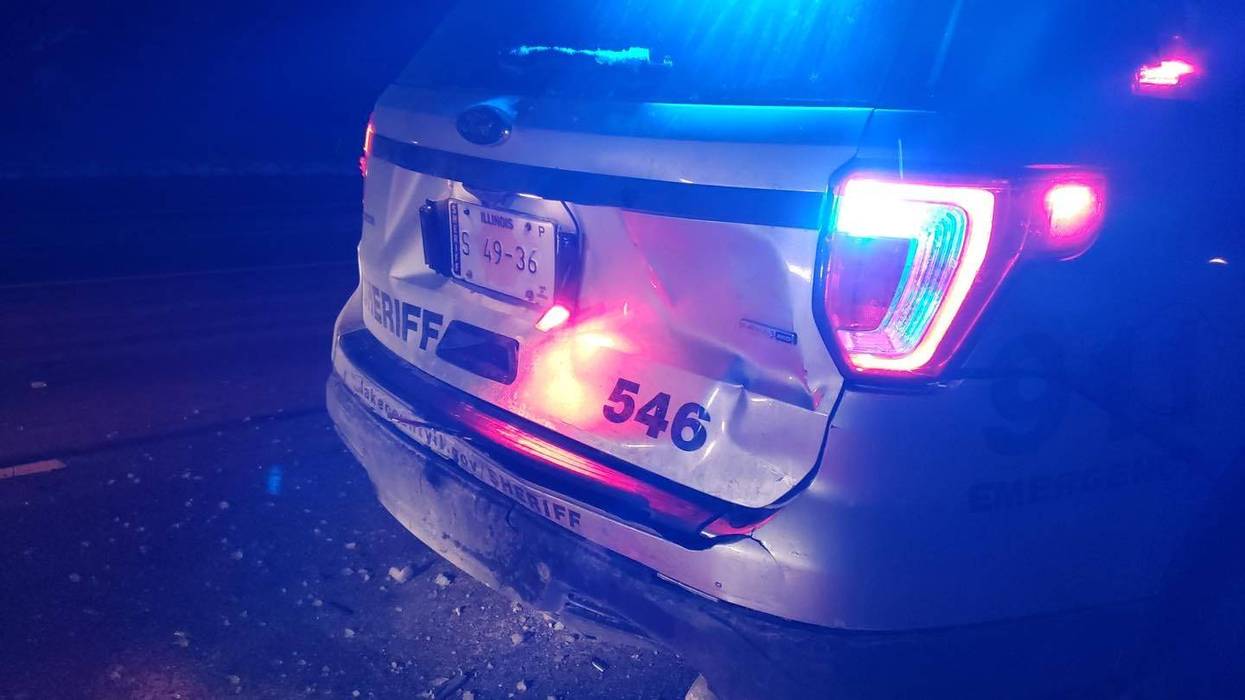 dents in the back of a squad car