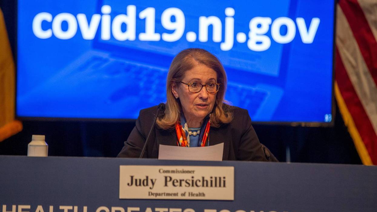 Department of Health Commissioner Judy Persichilli speaks at a coronavirus briefing in Trenton, New Jersey, Feb. 7, 2022.