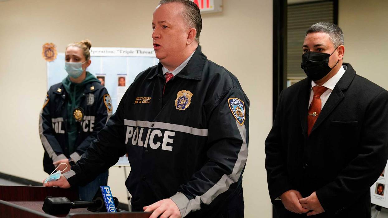 Deputy Chief John Chell speaks during briefing before a raid in the Brooklyn borough of New York, Jan. 4, 2022.