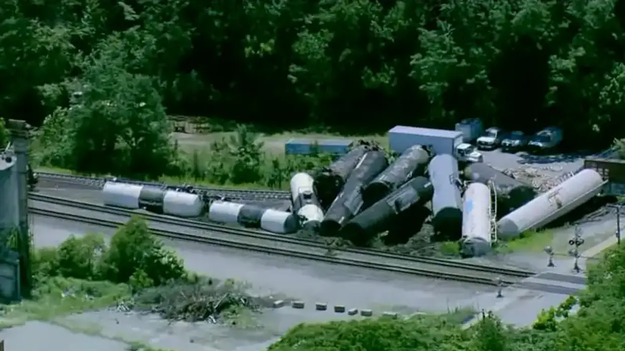 derailed freight train