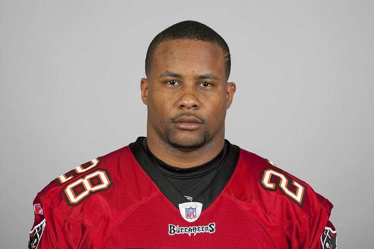 Derrick Ward of the Tampa Bay Buccaneers poses for his 2009 NFL headshot at photo day in Tampa, Florida. (Photo by NFL Photos)