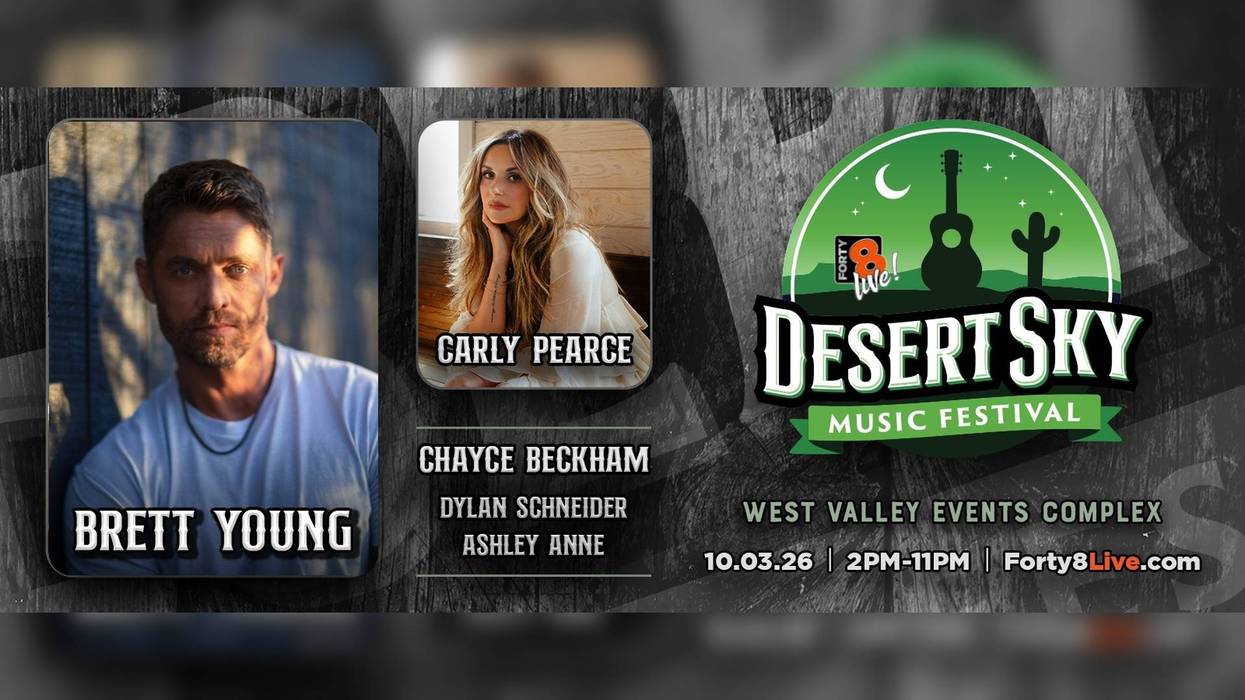 Desert Sky Music Festival ad: Brett Young, Carly Pearce. Oct 3, 2026, West Valley Events.