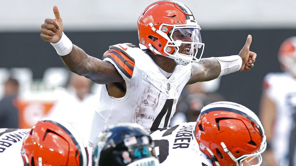 Deshaun Watson #4 of the Cleveland Browns reacts against the Jacksonville Jaguars during the fourth quarter of the game at EverBank Stadium on September 13, 2026 in Jacksonville, Florida.