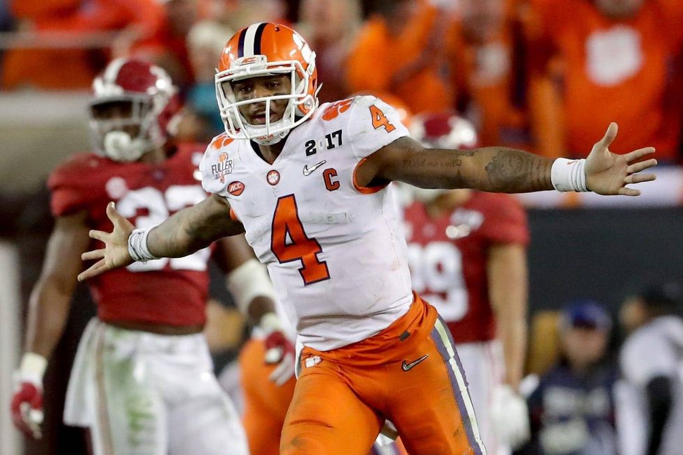 Deshaun Watson celebrates after a touchdown in the 2017 National Championship