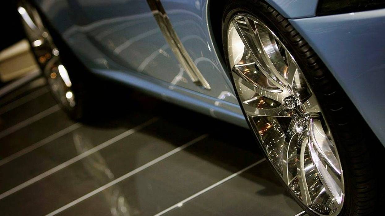 Detail of the new Jaguar Advanced Lightweight Coupe is seen at the 75th International Geneva Motor Show