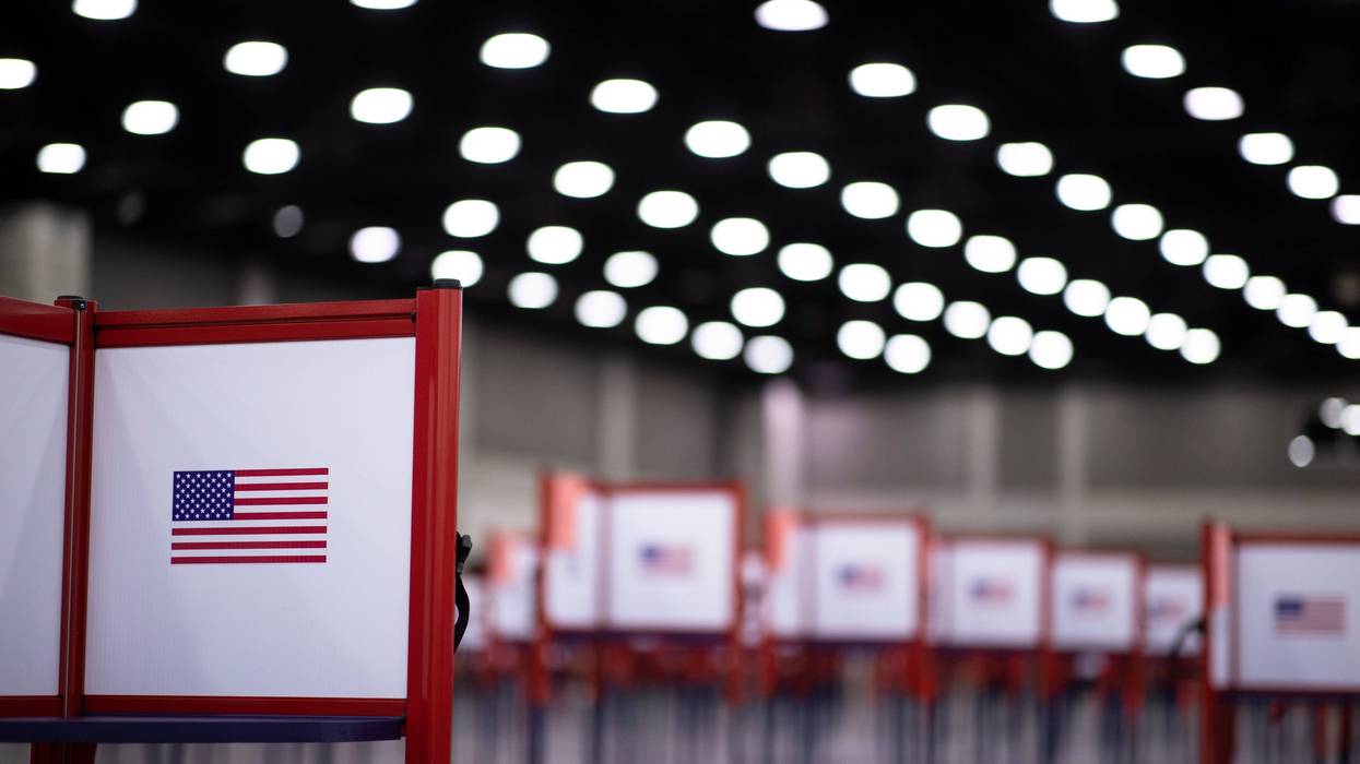 Detail view of a voting booth during Tuesdays Kentucky primary election on June 23, 2020 in Louisville, Kentucky.