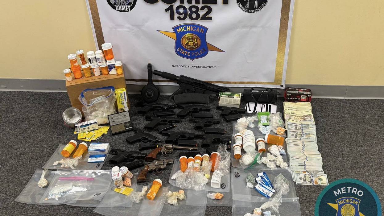 Detectives seized over 10,000 pills, which included fake fentanyl or methamphetamine pills), twelve firearms (five of which were reported as stolen, and $35,000.00 with intent to forfeit.