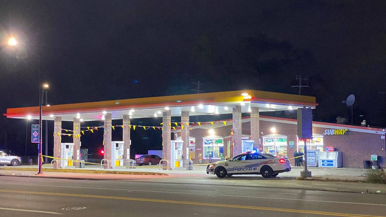 Detroit police are hunting for suspects after an argument outside a gas station erupted into deadly gunfire early Tuesday morning, killing one man.