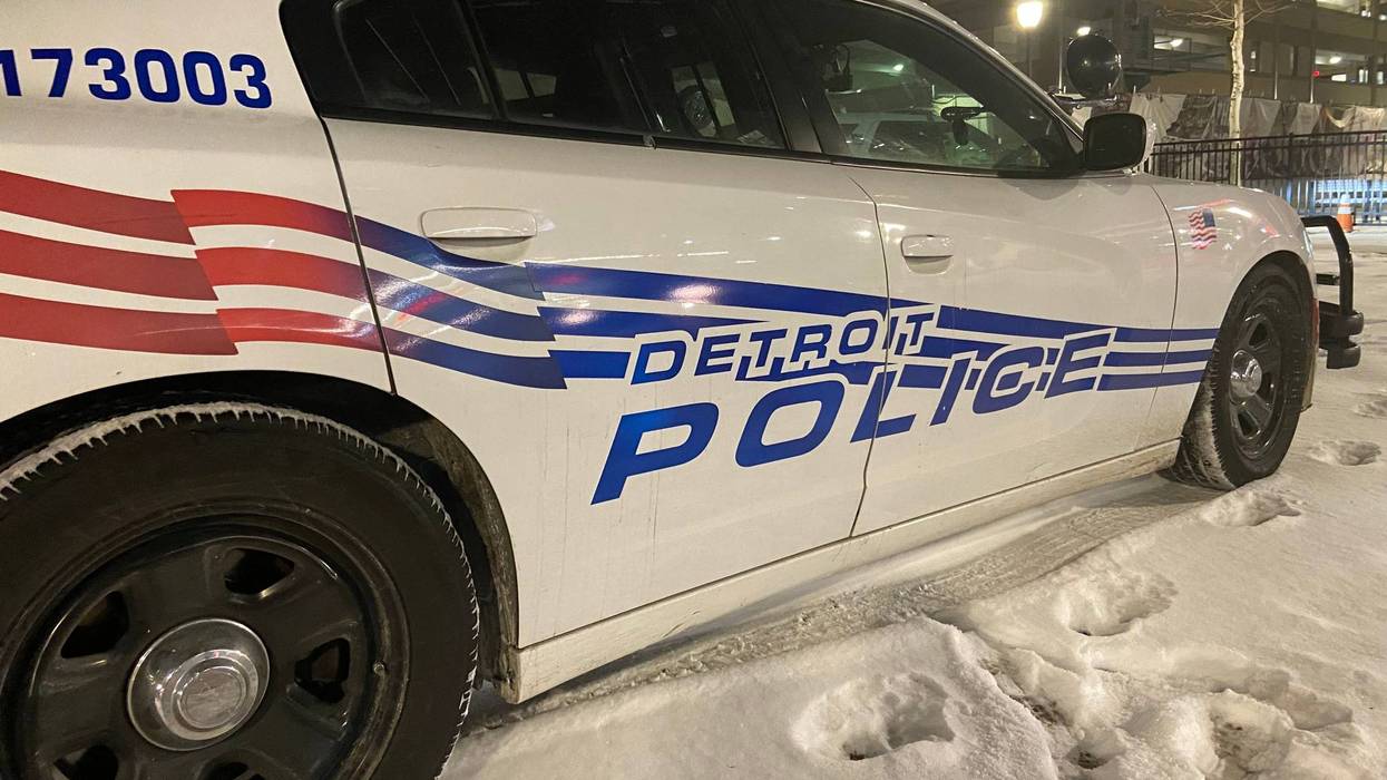 Detroit police car in winter