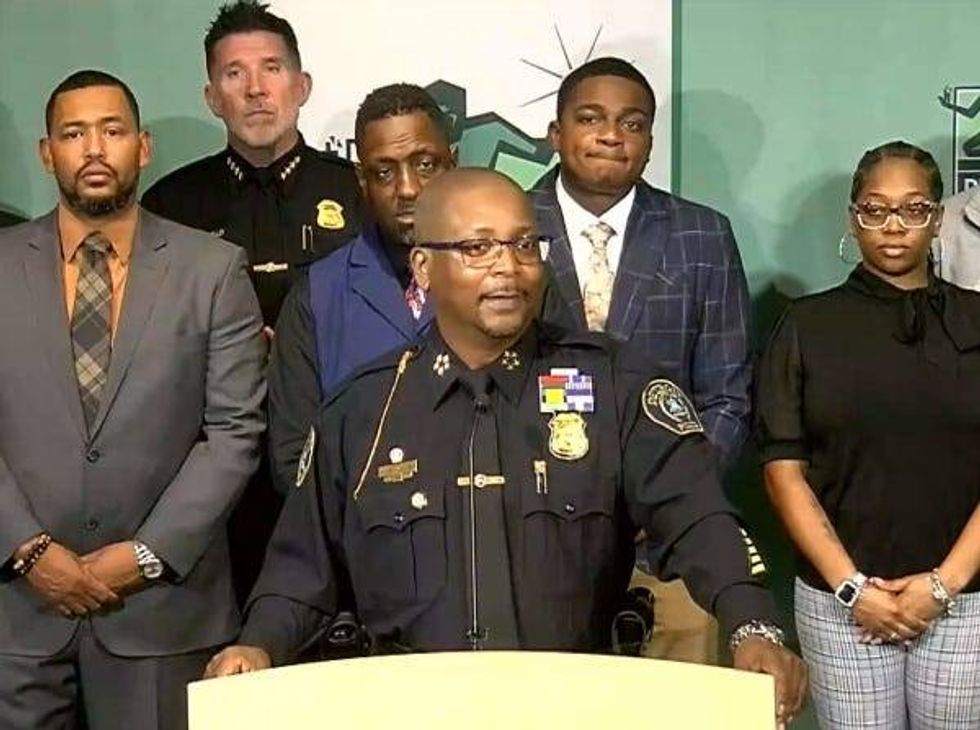 Detroit Police Chief James White speaks at a press conference