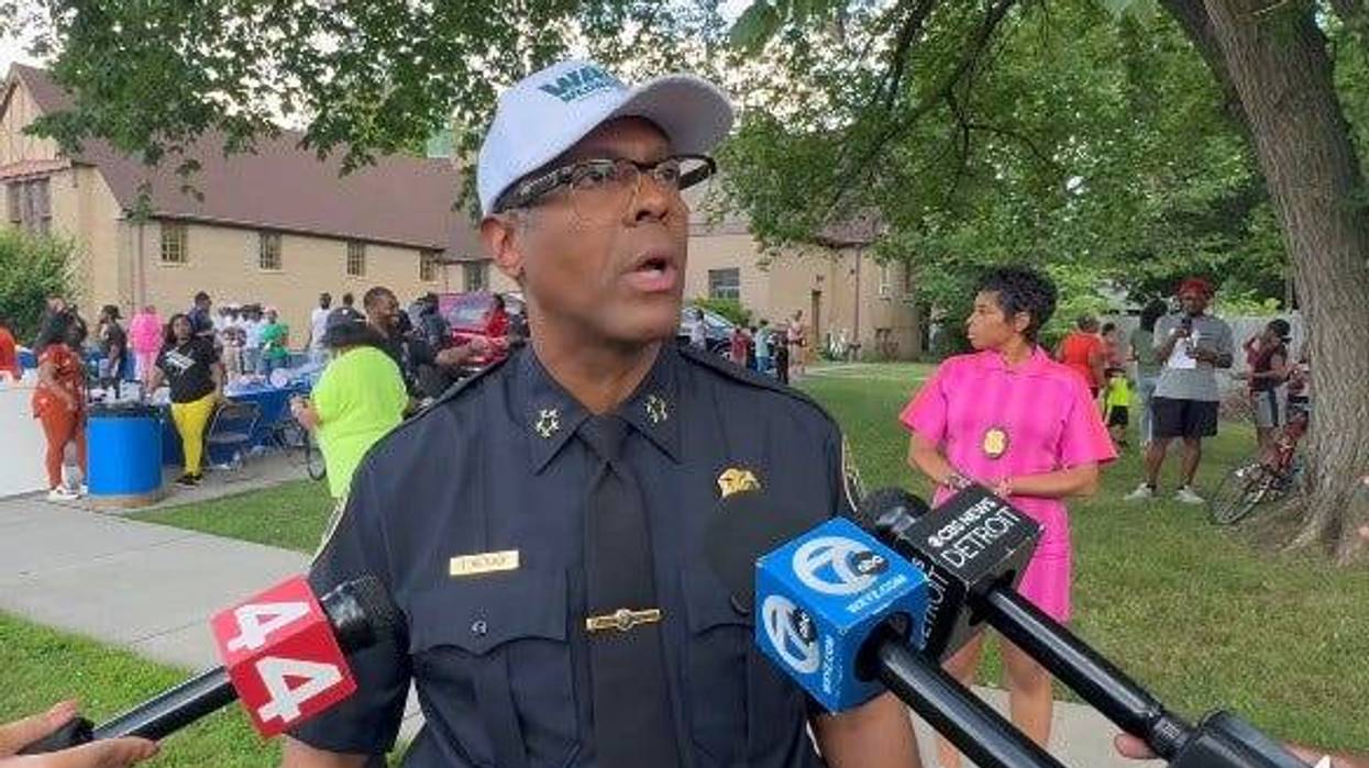 Detroit Police Chief Todd Bettison speaking to reporters about arrests in a deadly shooting at a park.