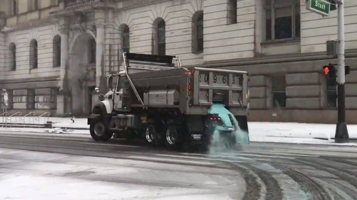 Detroit salt trucks on the streets