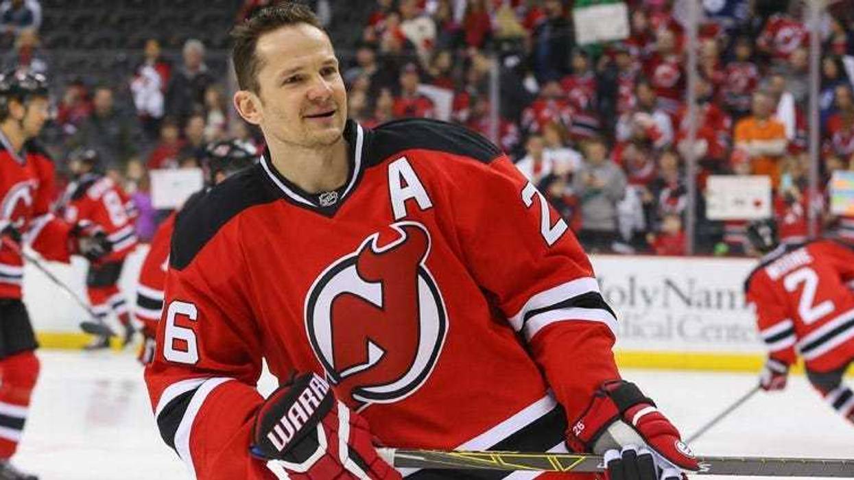 Devils left wing Patrik Elias skates in warmups before a game against the Toronto Maple Leafs at Prudential Center on April 9, 2016.