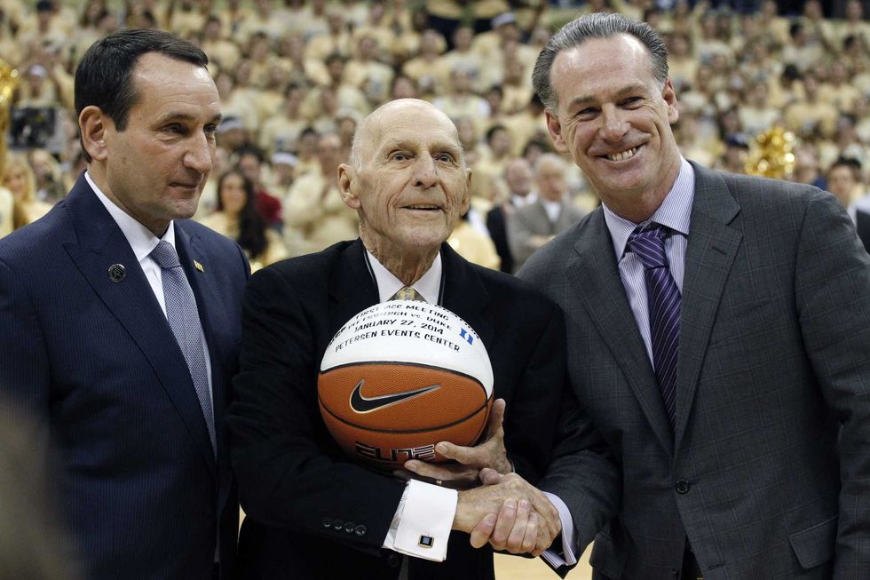 Dick Groat with Jamie Dixon and Mike Krzyzewski