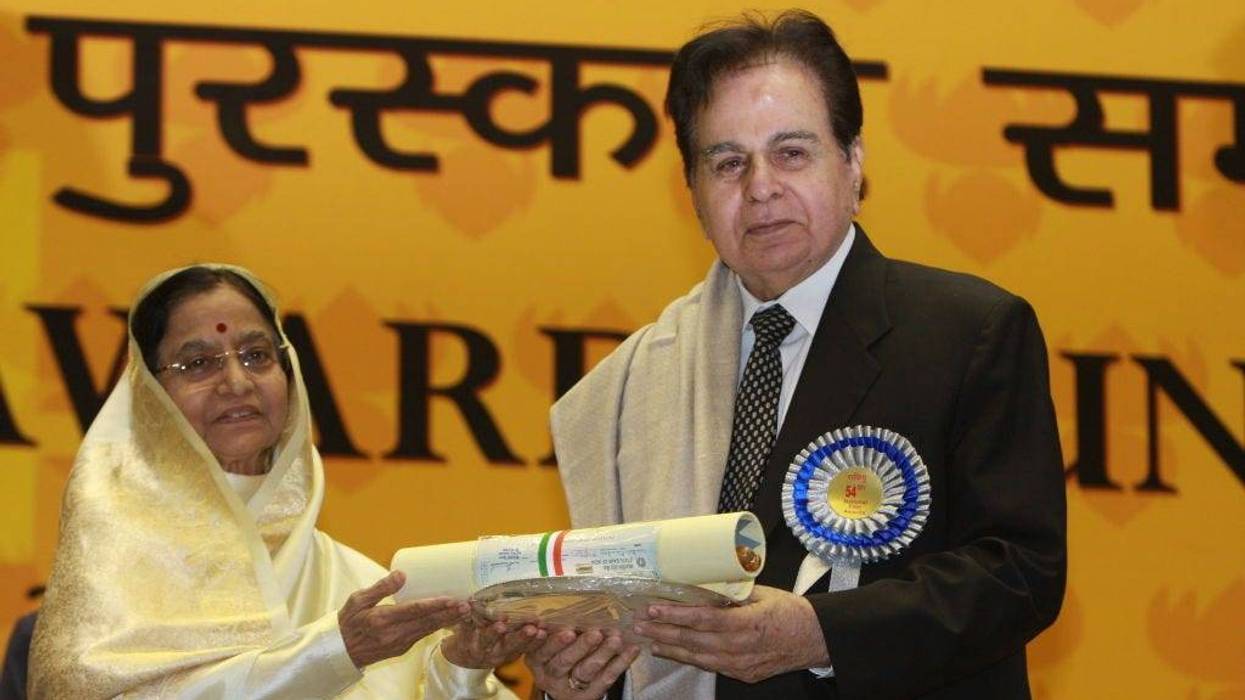 Dilip Kumar receives the Lifetime Achievement award from President Pratibha Patil at the 54th National Film Awards ceremony, on September 2, 2008 in New Delhi, India.