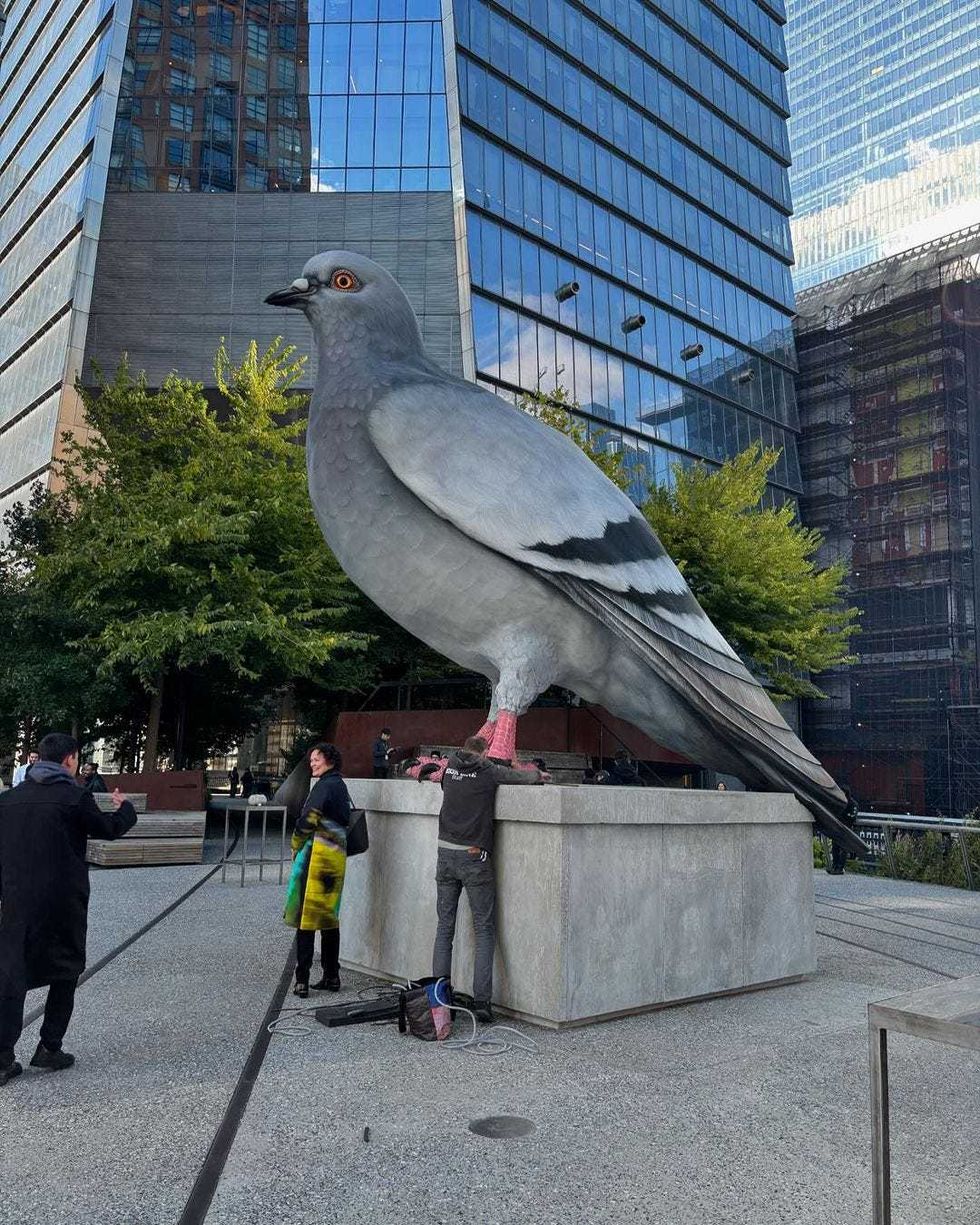 "Dinosaur" sits atop his new perch on the High Line