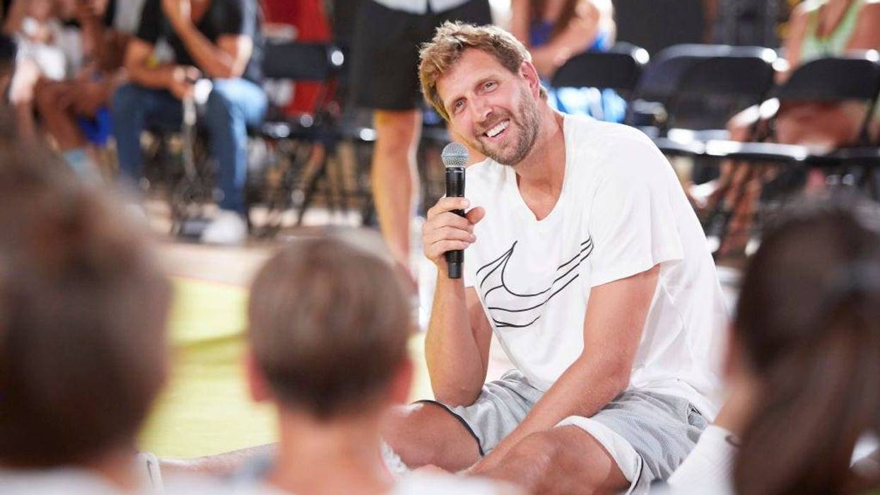 Dirk Nowitzki is seen at the Nike Basketball Festival at Wriezener Karree on July 27, 2019 in Berlin, Germany.