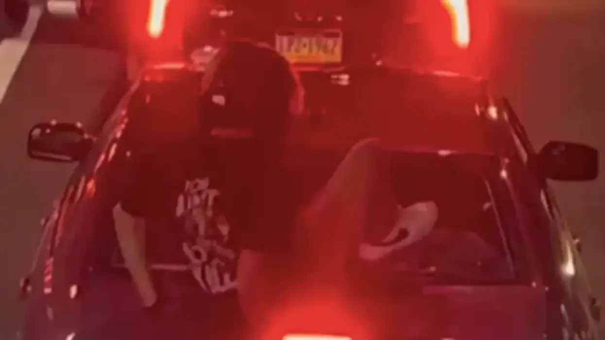 Dirt biker Cody Heron jumped on a woman’s car and stomped out her rear windshield while her young children were inside, Oct. 1, 2023.