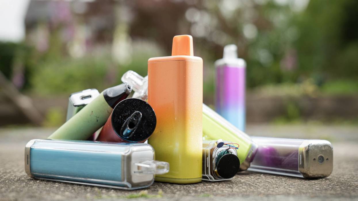 Discarded electronic cigarette vapes.