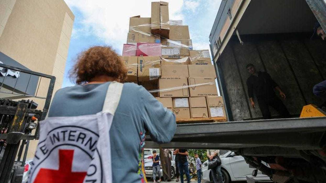Distribution of medical aid and medicines to Nasser Medical Hospital in the city of Khan Yunis, south of the Gaza Strip, which recently arrived through the Rafah crossing on October 29, 2023 in Khan Yunis, Gaza.