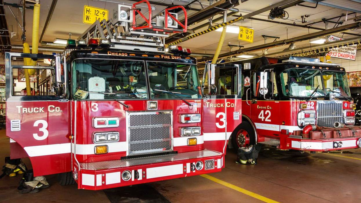 District 1 Headquarters Chicago Fire Department fire truck.