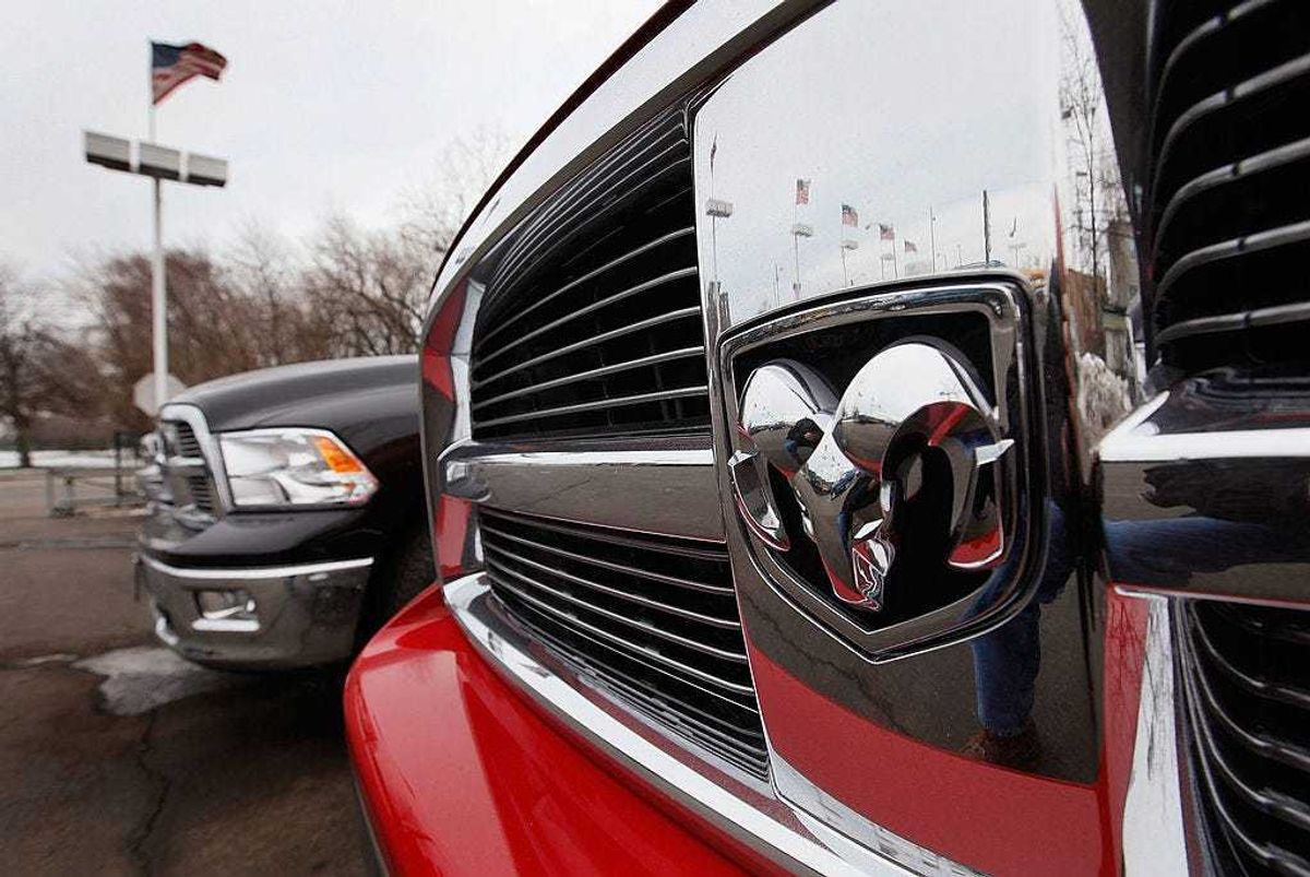 Dodge Ram pickup trucks are offered for sale at a dealership on January 20, 2010 in Chicago, Illinois.