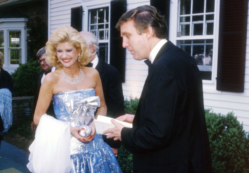 Donald Trump and Ivana Trump arrive at a party celebrating the 70th year of Forbes Magazine at Malcolm S. Forbes
