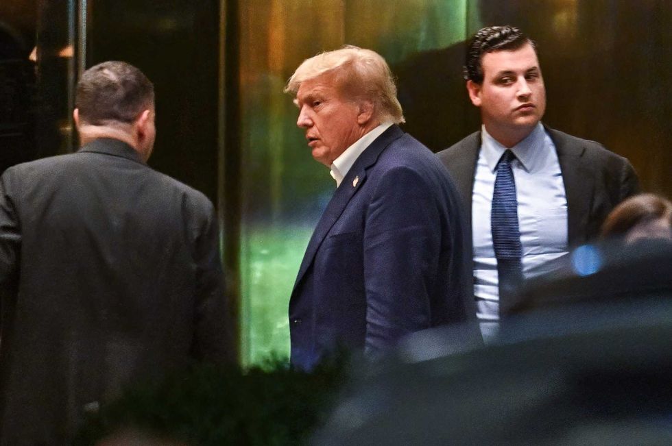 Donald Trump arrives at Trump Tower on the night of Oct. 1, 2023