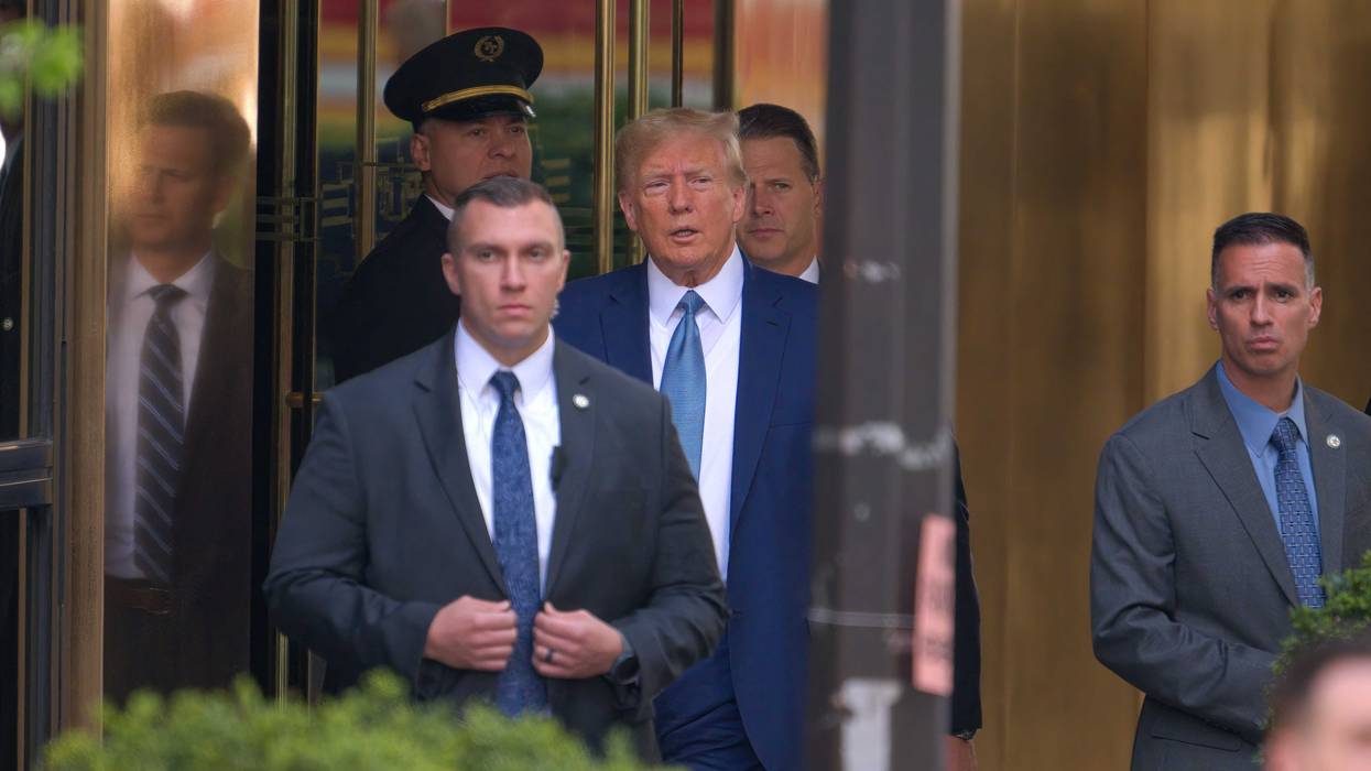 Donald Trump is seen leaving Trump Tower for the New York attorney general's office on April 13, 2023