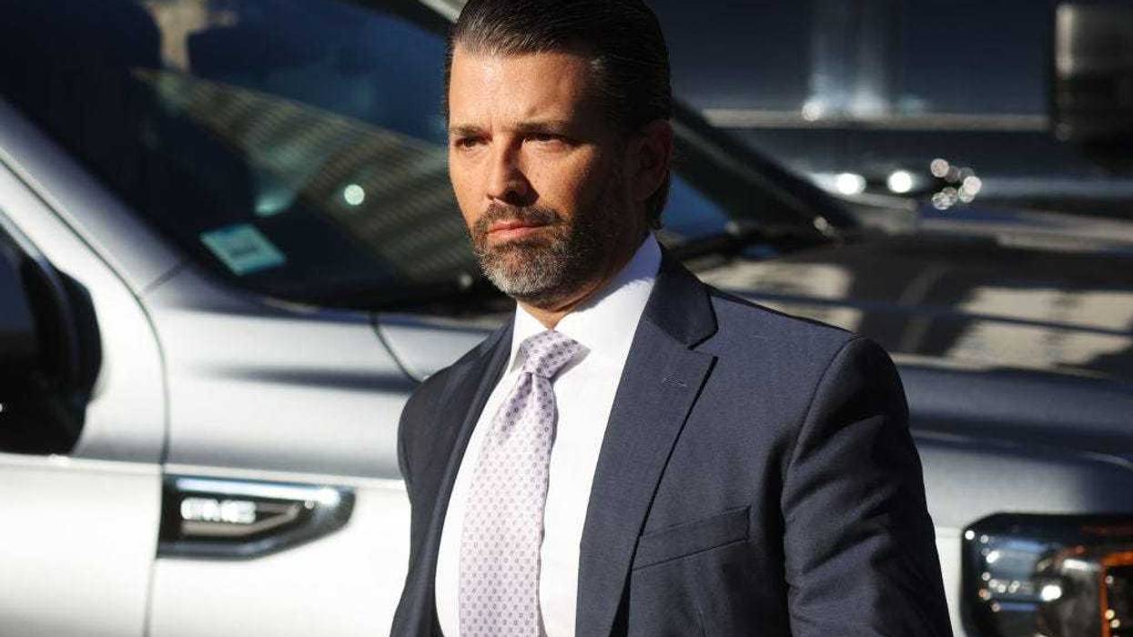 Donald Trump Jr., former President Donald Trump's son, enters New York State Supreme Court for his civil fraud trial on November 13, 2023 in New York City.