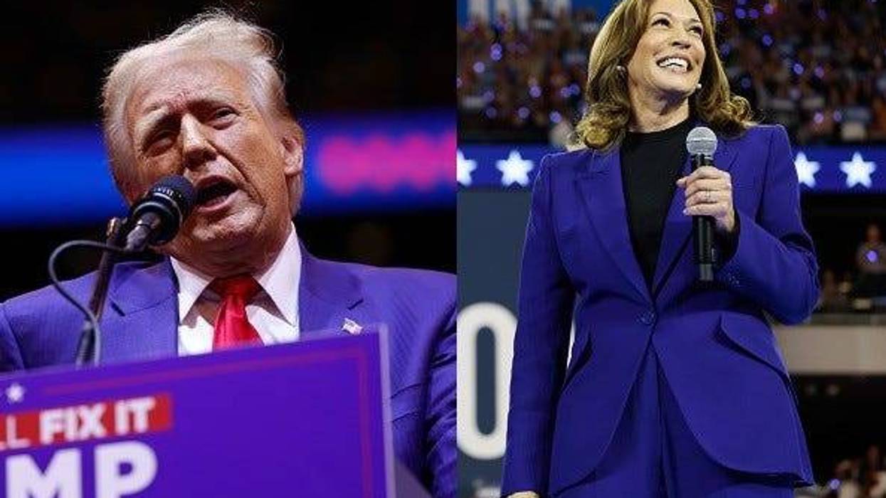 Donald Trump, left, Kamala Harris, right, in side-by-side photos