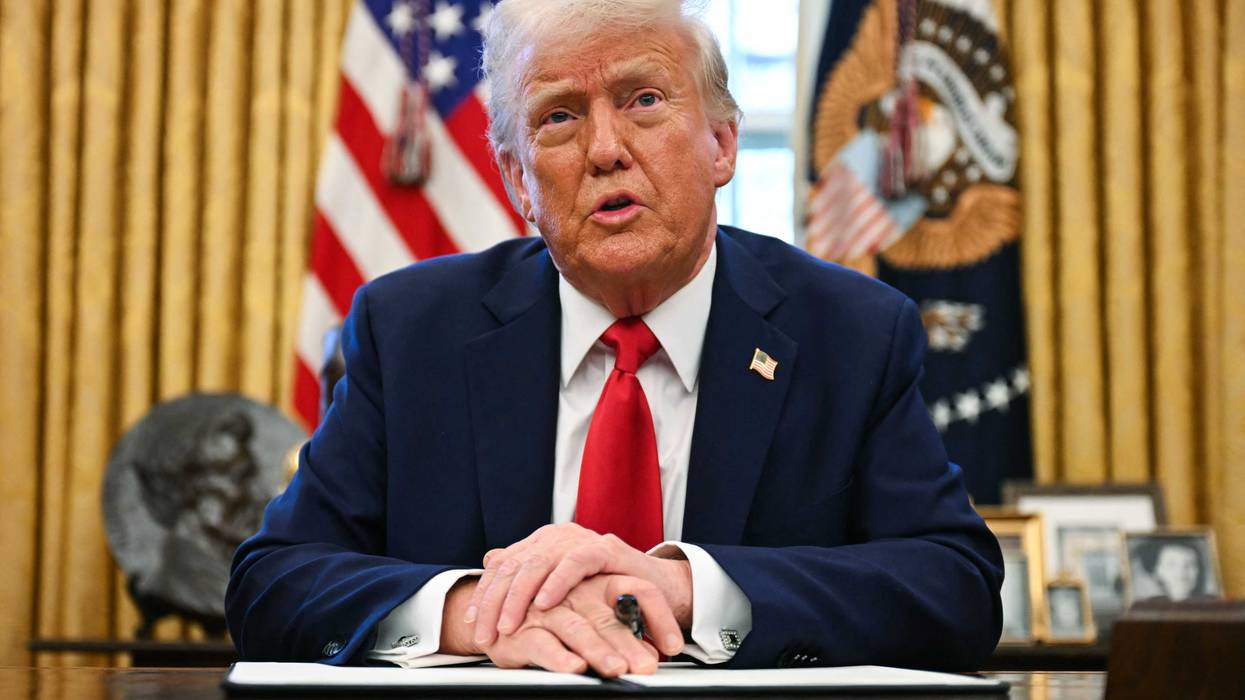 Donald Trump speaks to the press