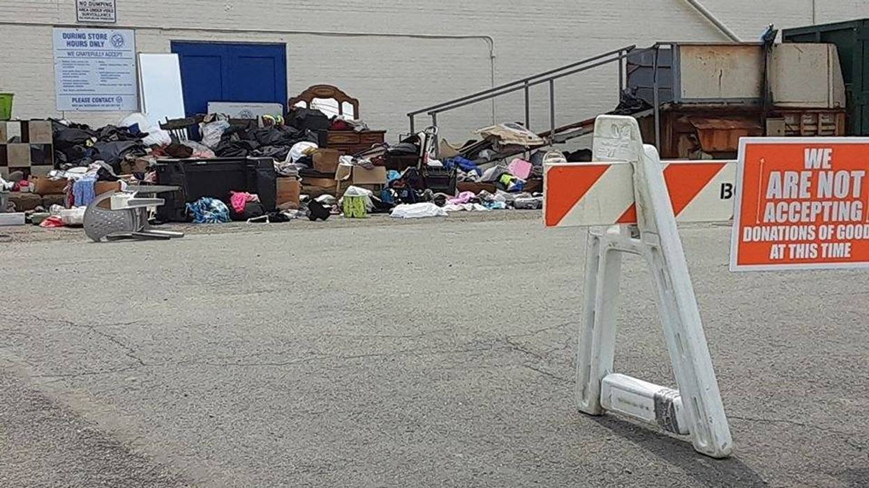 Donations piling up outside St. Vincent De Paul