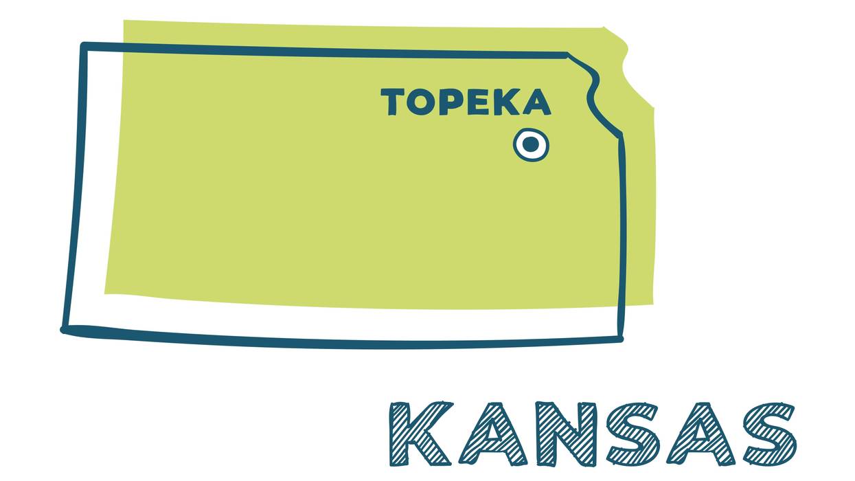 Doodle vector map of Kansas, state of USA