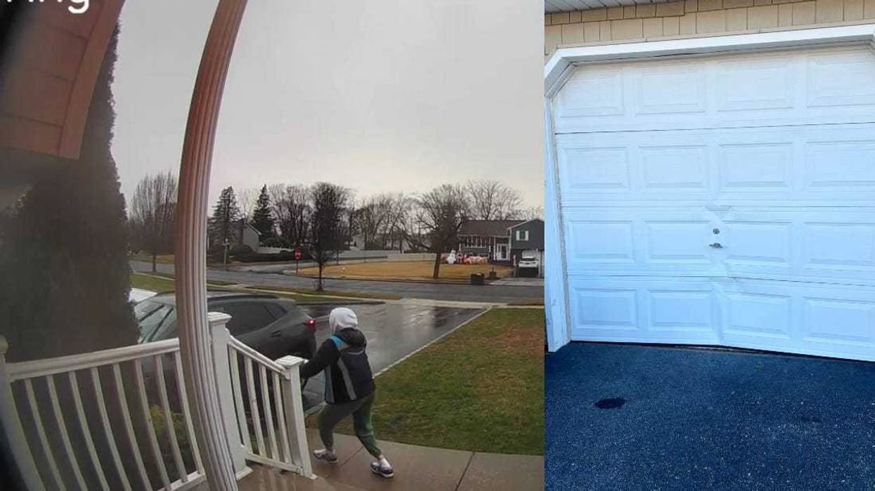 Doorbell video shows the Amazon delivery driver running towards the vehicle before it crashes into the garage