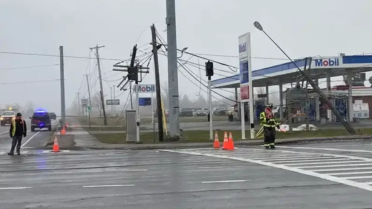 Downed utility pole on 12/29/25