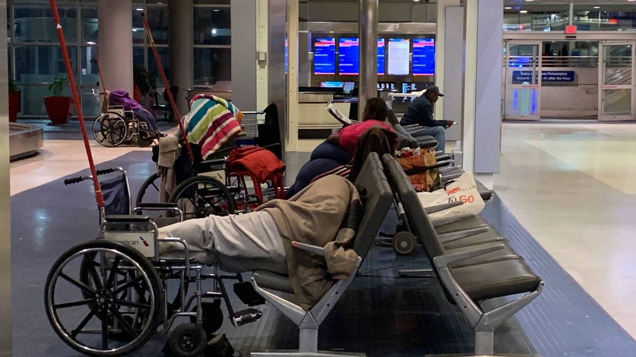 Dozens of homeless have taken up residence at Philadelphia International Airport, but a new rule limiting access to passengers and workers effective Friday has officials working to relocate them.