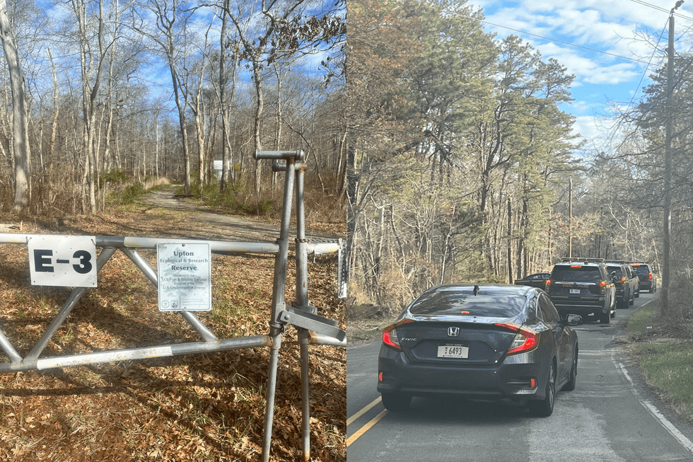 Dozens of law enforcement officers searched woods in Manorville on April 24, 2024